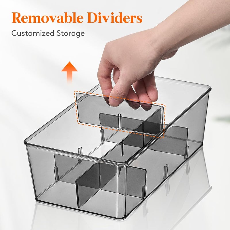 Lifewit Plastic Black Tea Bag Organizer, Divided Storage Bin Box with 8 Compartments, Holds Coffee Pods, Sugar Packets, Condiments, Snacks for Countertop, Cabinet, 2 Pack - Image 2
